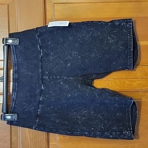 Black distressed lounge shorts